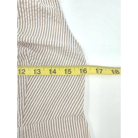 For Love & Lemons Emmy Sleep Romper Brown Seersucker and Lace Size Small - Picture 12 of 16